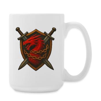 Red Dragon on Shield with Chains - Large Mug 440 ml - white - Right