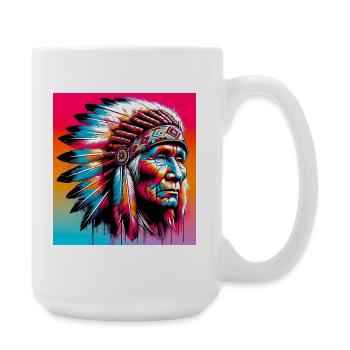 Amerikanisch, Indianer, Amerikaner - Große Tasse 440 ml - Weiß - Rechts