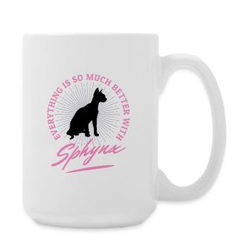 Schwarze Sphynx Katze Sprüche Humor Zitate - Große Tasse 440 ml - Weiß - Rechts