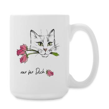 Chat aux roses - Grande tasse 440 ml - blanc - Droite