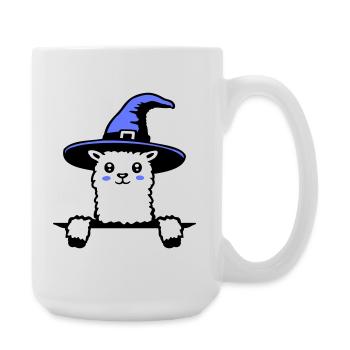 Llama Wizard Cute Look Magical Witch Hat Cute - Large Mug 440 ml - white - Right