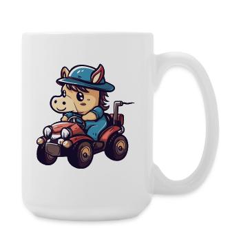 Horse Tractor Farmer - Large Mug 440 ml - white - Right