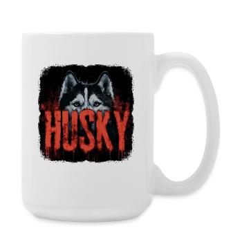 Husky Dog – Hunde Portrait Design - Large Mug 440 ml - white - Right