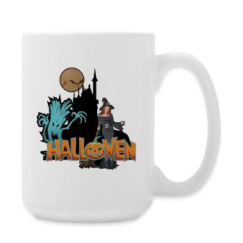 Halloween Witch and Pumpkin - Large Mug 440 ml - white - Right
