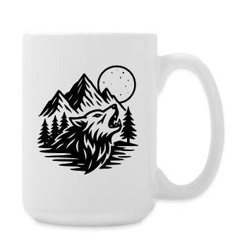 Vollmond Wolf - Große Tasse 440 ml - Weiß - Rechts