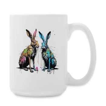 Two Street Art Bunnies - Large Mug 440 ml - white - Right