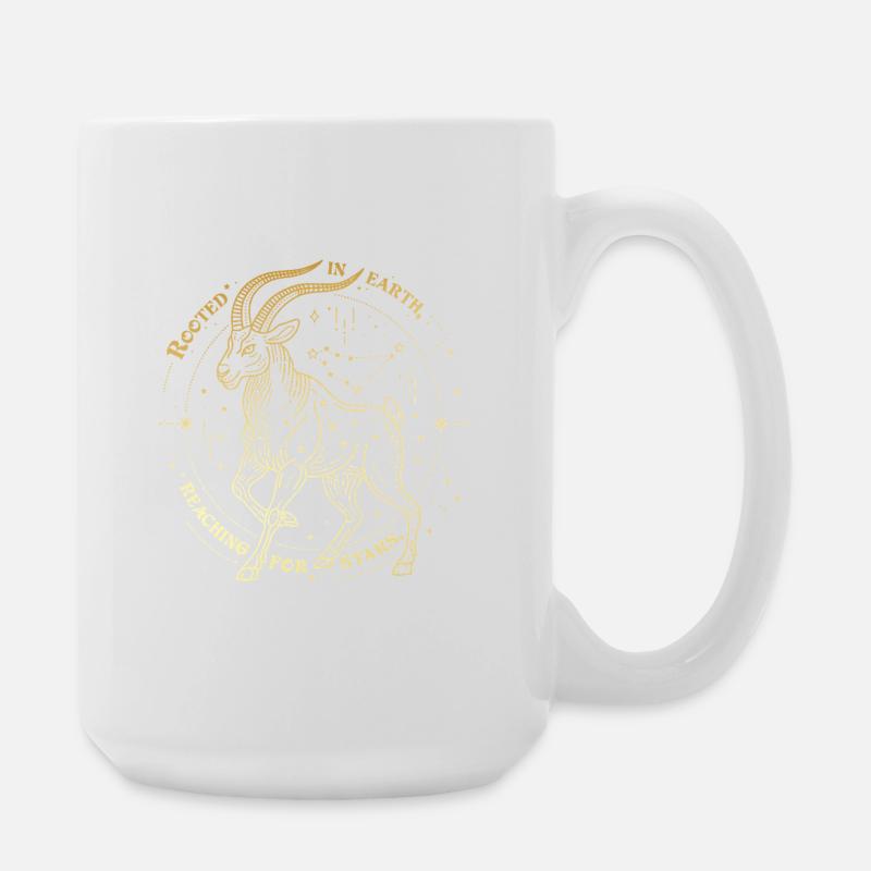Capricorn Zodiac Gift – Earth & Stars Design - Large Mug 440 ml - white