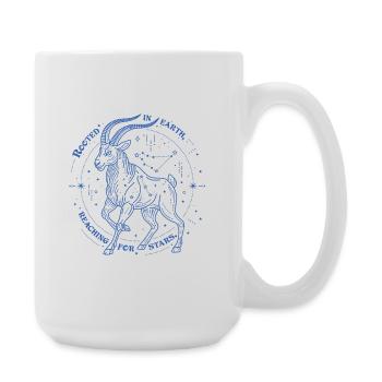 Steinbock Sternzeichen Geschenk – Erde & Sterne Design - Große Tasse 440 ml - Weiß - Rechts