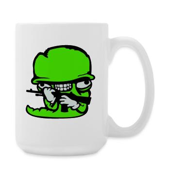 Worm Soldier Crazy Helmet Weapon Aggressive Wild Fun - Large Mug 440 ml - white - Right