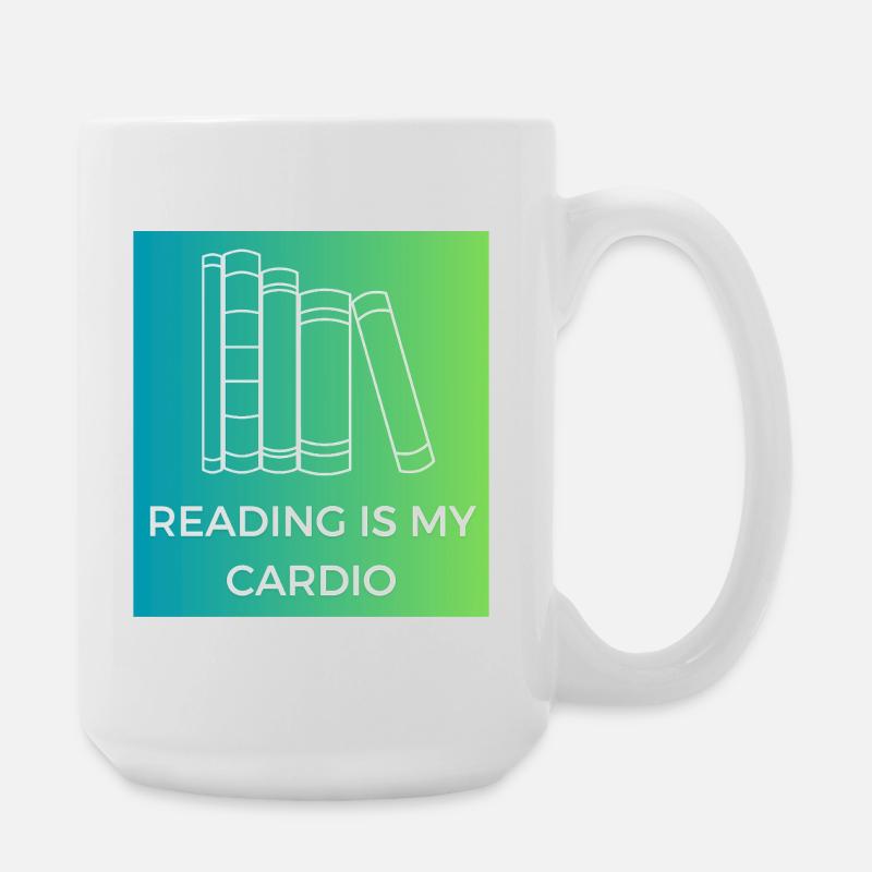 Reading is my cardio - Large Mug 440 ml - white