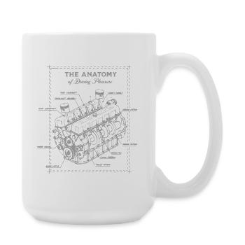 Anatomy of a car engine blueprint - Large Mug 440 ml - white - Right