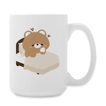 Ours endormi sur le lit - Grande tasse 440 ml - blanc - Droite