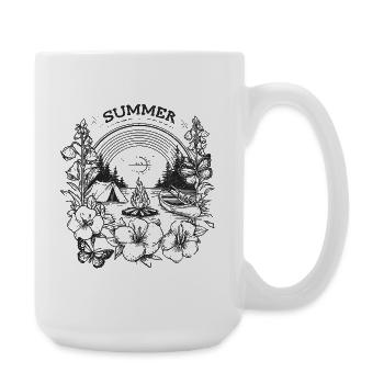 SUMMER - Camping Motiv mit Lagerfeuer und Kanu - Große Tasse 440 ml - Weiß - Rechts