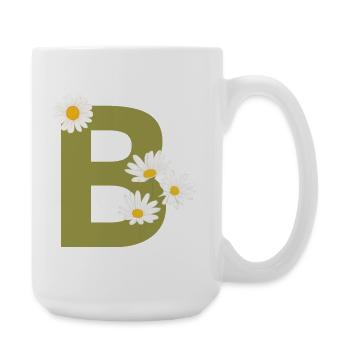 Buchstabe b grüne Gänseblümchen - Große Tasse 440 ml - Weiß - Rechts