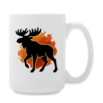 Flaming moose silhouette - Large Mug 440 ml - white - Right