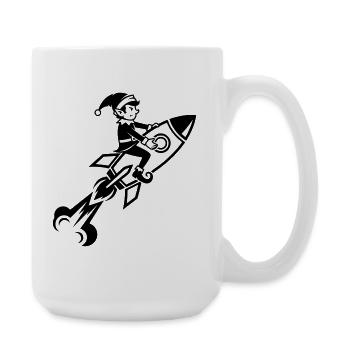 Gnome sur le design de dessins animés de fusée volante - Grande tasse 440 ml - blanc - Droite