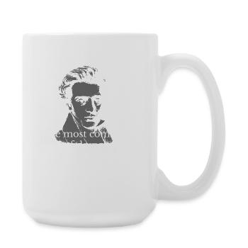 Sei du selbst Kierkegaard Zitat Porträt - Große Tasse 440 ml - Weiß - Rechts