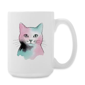 Pastellkatze Wasserfarben - Große Tasse 440 ml - Weiß - Rechts