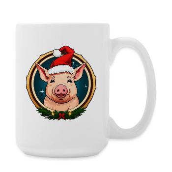 Weihnachten Schweine - Große Tasse 440 ml - Weiß - Rechts