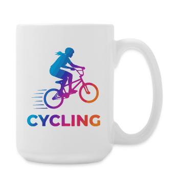 BMX Girl Cyclist Silhouette Gradient - Large Mug 440 ml - white - Right