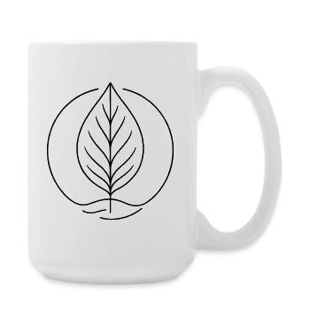 Minimalist Leaf Line Art – Organic Plant Form - Large Mug 440 ml - white - Right