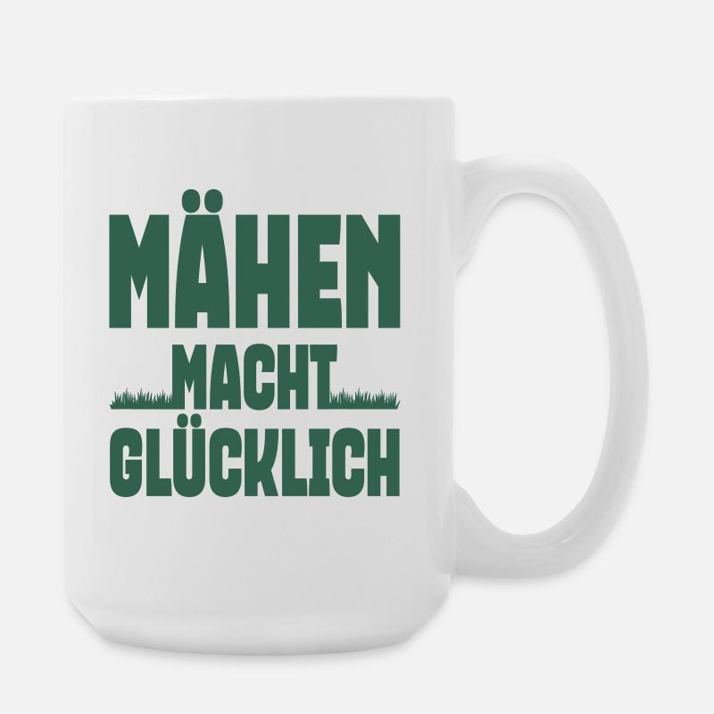 Mowing makes you happy - Large Mug 440 ml - white