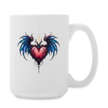 Cœur aux ailes de feu bleues - Grande tasse 440 ml - blanc - Droite