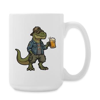 Buveur de bière dino en denim - Grande tasse 440 ml - blanc - Droite