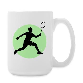 Badminton Player Forehand - Large Mug 440 ml - white - Right