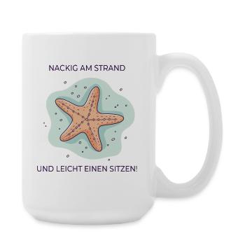 Nus sur la plage – Drôle d’expression étoile de mer - Grande tasse 440 ml - blanc - Droite