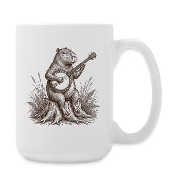 Drôle de capybara jouant du banjo - Grande tasse 440 ml - blanc - Droite