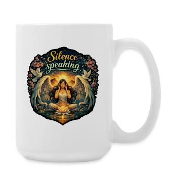 Silence Speak: Angel Meditation - Große Tasse 440 ml - Weiß - Rechts