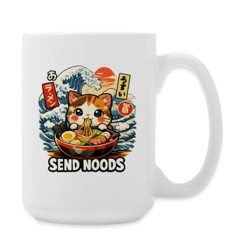 Japan Cat Ramen Noodle Retro Wave Motif - Large Mug 440 ml - white - Right