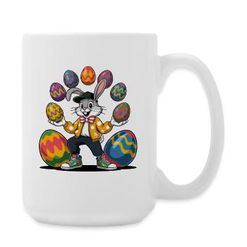 Osterhase mit bunten Eiern - Große Tasse 440 ml - Weiß - Rechts