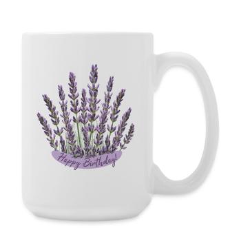 Lavender Birthday Greeting Purple Floral Birthday - Large Mug 440 ml - white - Right