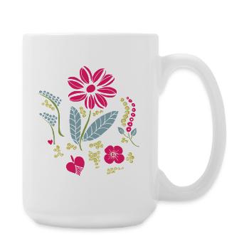 Floral ornament with leaves - Large Mug 440 ml - white - Right