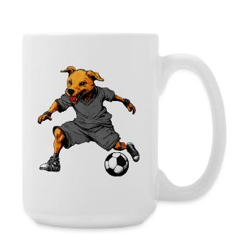 Fussballer Hund - Große Tasse 440 ml - Weiß - Rechts