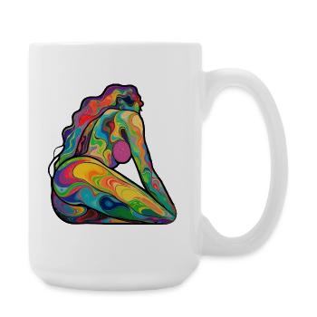 Bunte Silhouette nackt in Wirbeln - Große Tasse 440 ml - Weiß - Rechts