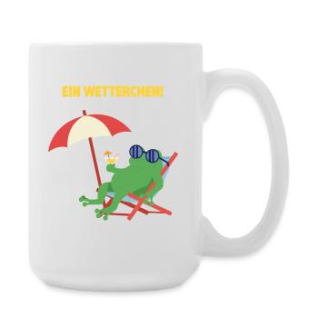 Frosch Strandurlaub mit Cocktail. Geiles Wetter! - Große Tasse 440 ml - Weiß - Rechts
