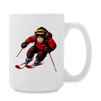 Affen Ski - Große Tasse 440 ml - Weiß - Rechts