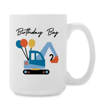 Bagger mit Ballons - Große Tasse 440 ml - Weiß - Rechts