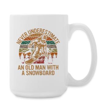 Unterschätze niemals einen alten Mann mit einem Snowboard - Große Tasse 440 ml - Weiß - Rechts
