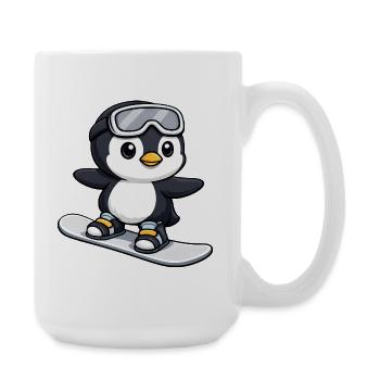 Cute Penguin Snowboard Winter Sports Cartoon - Large Mug 440 ml - white - Right