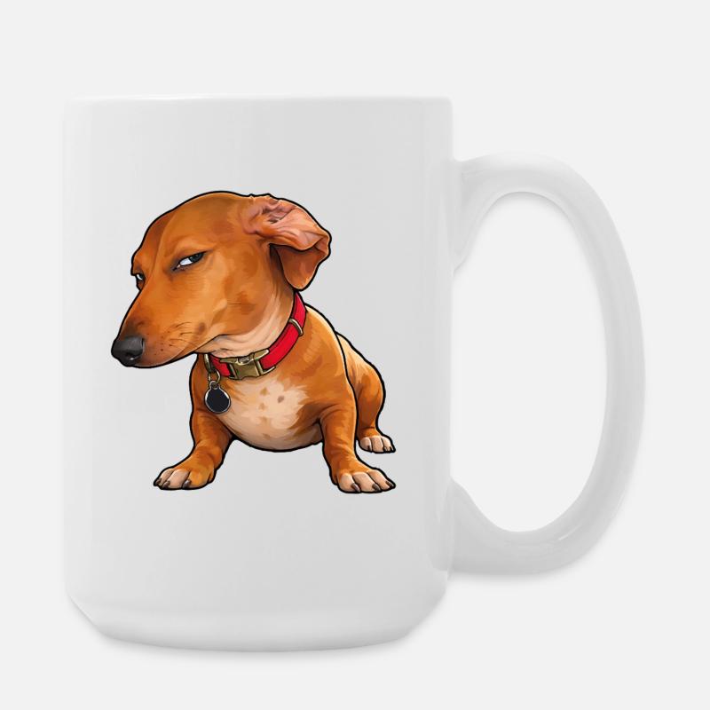 Regard de côté du teckel lundi - Grande tasse 440 ml - blanc