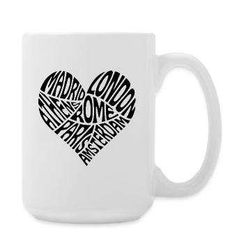 Word Heart City Break Paris Amsterdam Londres Rome - Grande tasse 440 ml - blanc - Droite