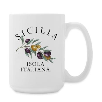 Sicilia Isola Italiana Olive Design Chic - Grande tasse 440 ml - blanc - Droite