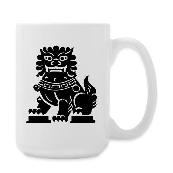 Lion chinois - Grande tasse 440 ml - blanc - Droite