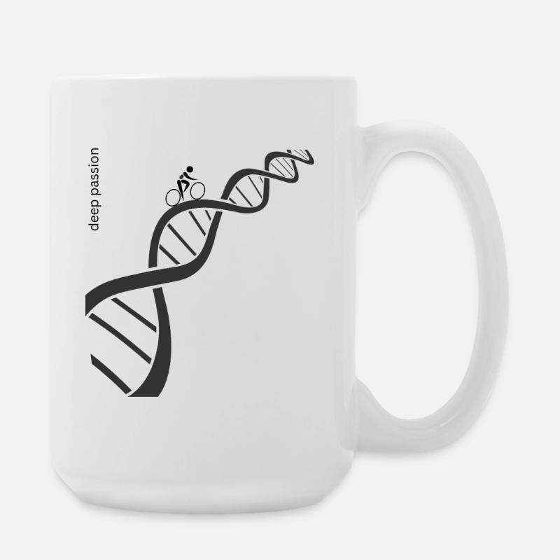 Passionate racing cyclist on DNA double helix - Large Mug 440 ml - white