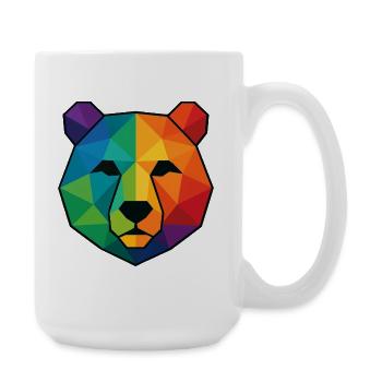 Colorful pop art low poly bear - Large Mug 440 ml - white - Right