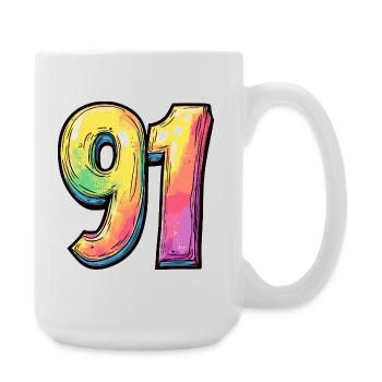 91 Zahl Bunt - Große Tasse 440 ml - Weiß - Rechts